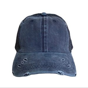Women’s Ponytail Distressed Vintage Trucker Hat